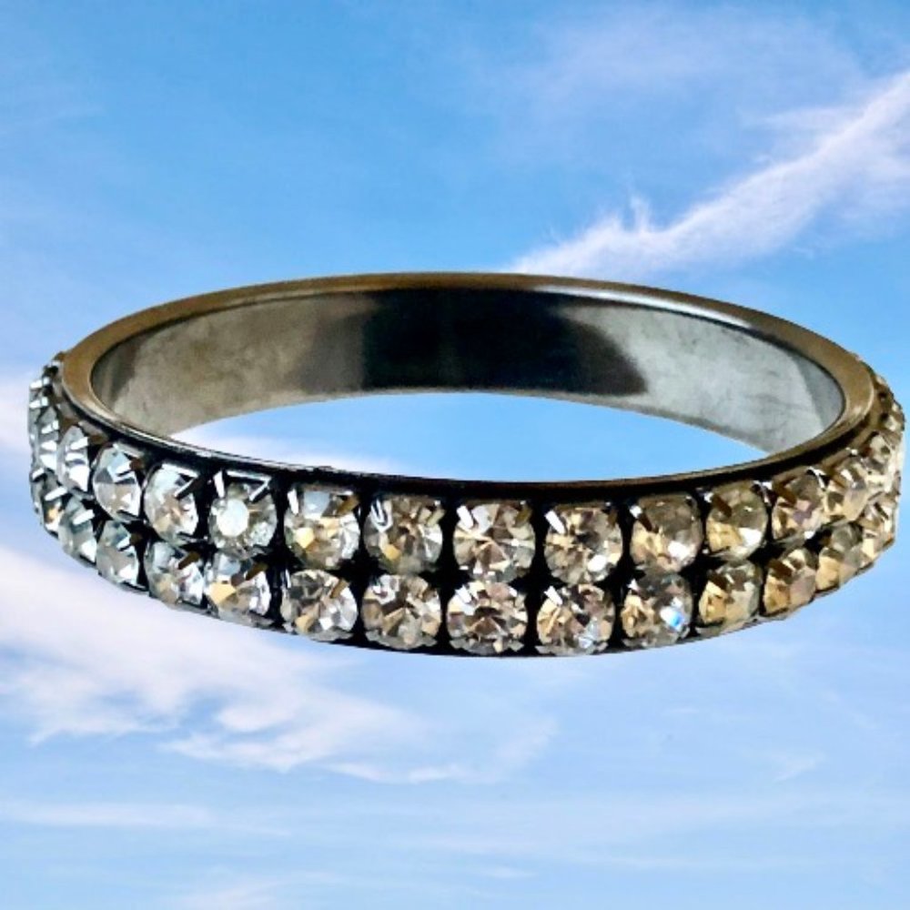 Rhinestone Vintage Bangle Braclet Clear Prong Set as is